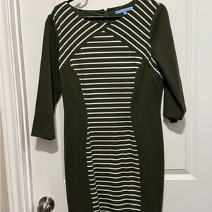 ANTONIO MELANI Black and White Sheath Dress 3/4 Sleeve